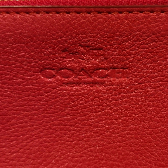 Coach Red Pebbled Leather Wristlet Wallet - Picture 2 of 16